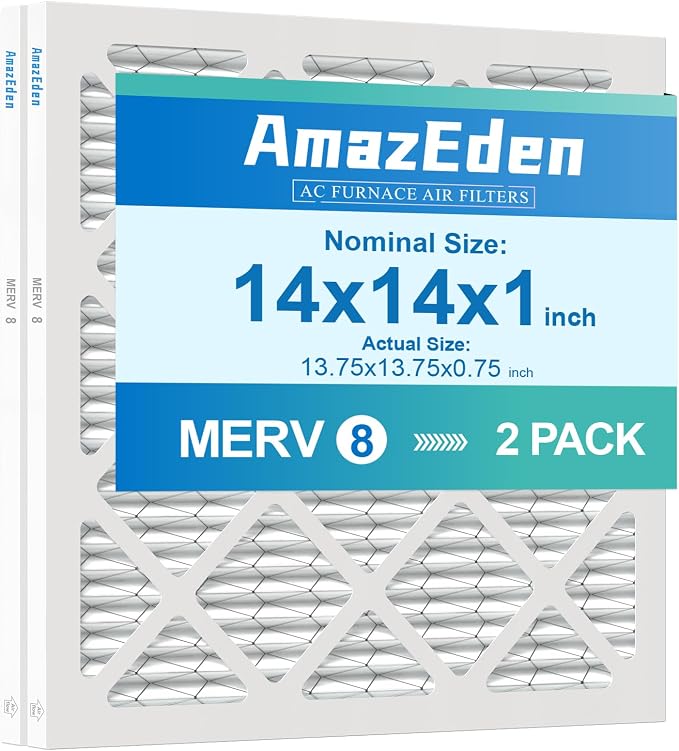 14x14x1 Air Filter 2 Pack AC Furnace Air Filters 14x14 Pleated Dust Defense Air