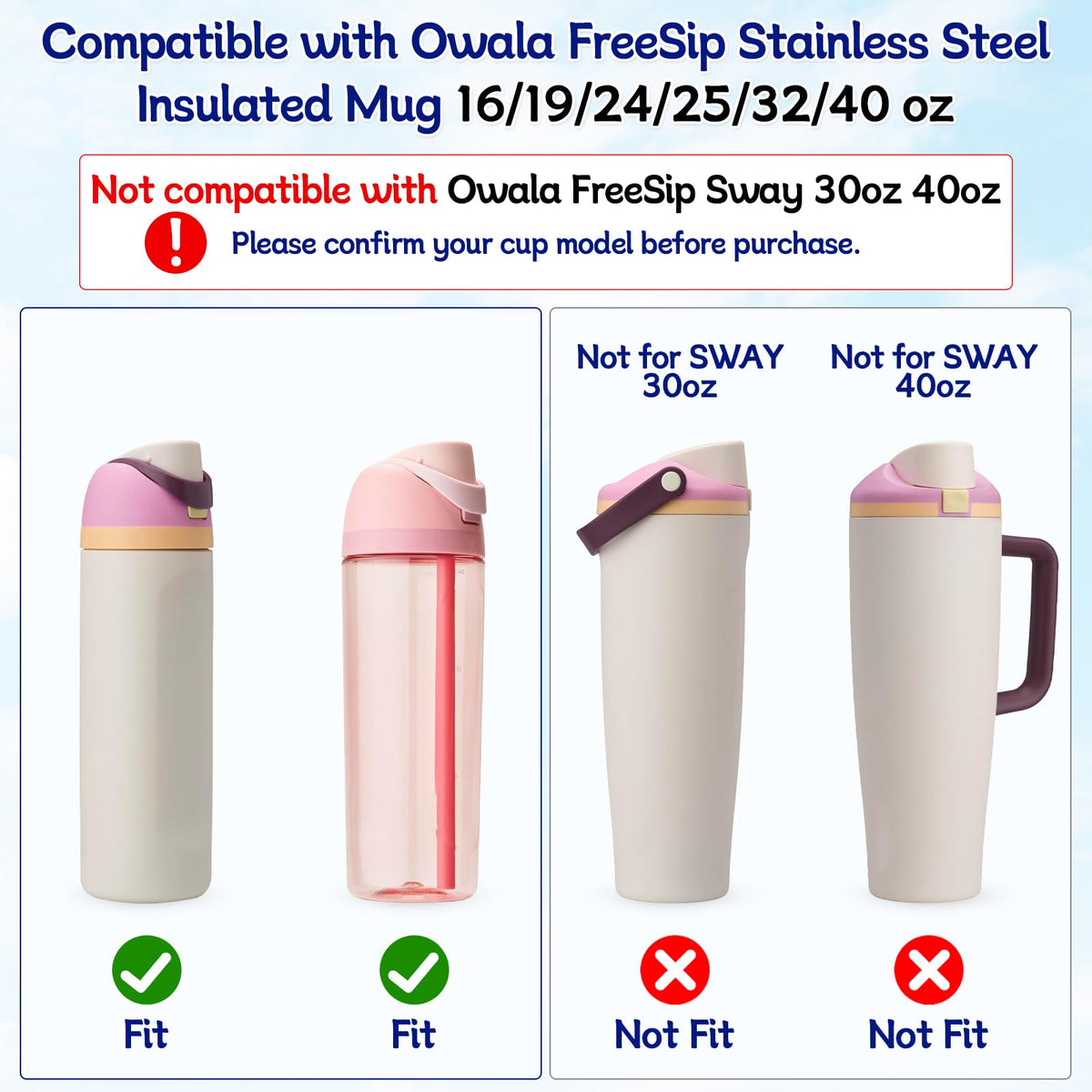 BMSQOFD 5 Sets Replacement Seal Gasket Stoppers for Owala Freesip Cap Mouth,Silicone O Sealing Ring Parts Water Bottle Top Lid Accessories for Owala Freesip 16/19/24/32/40oz 5p1-B03
