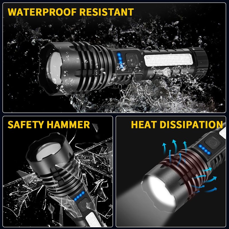 ZioeYiue Rechargeable Flashlights High Lumens, 7Mode Super Bright Flashlight Powerful, Adjustable Tactical Flash Light High Powered, LED Flashlights for Home Emergency Hunting Camping Essentials Gear