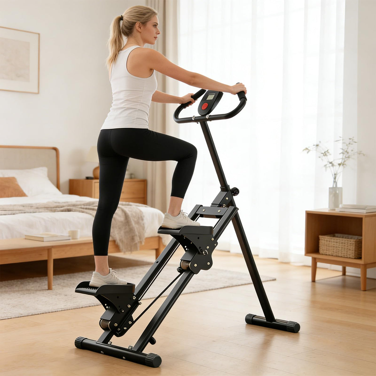 Foldable Stair Stepper for Home Gym, Adjustable Resistance Mini Stepper with Non-Slip Pedals, 300lb Capacity Quiet Climber Cardio Equipment，Compact Exercise Step Machine