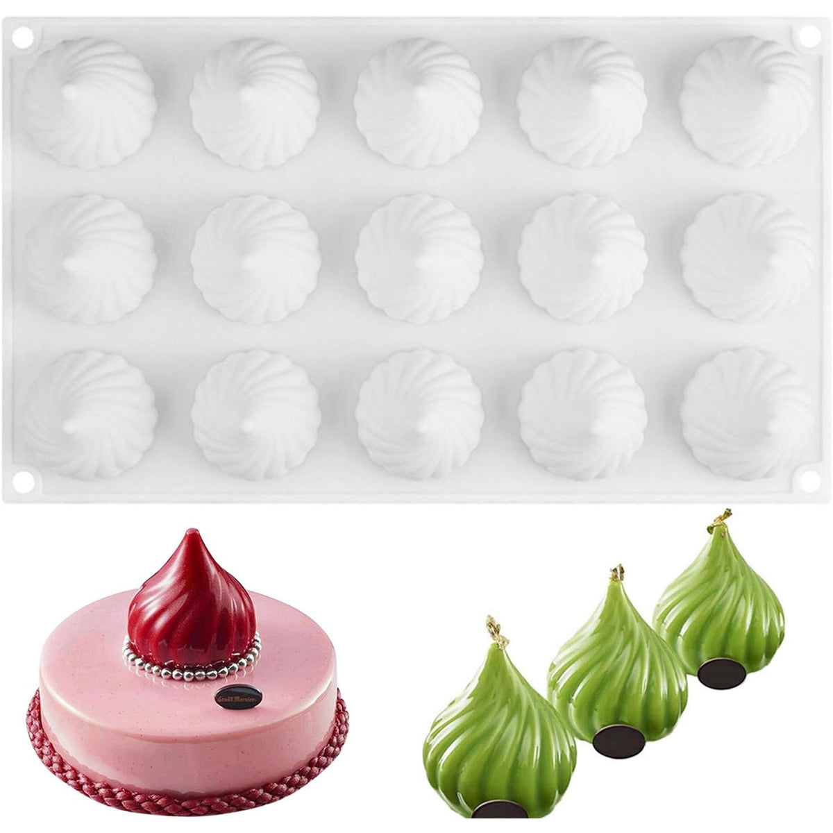 OCPO Kitchen Orange Silicone Mold for Baking Mousse Cake, 8 Cavities