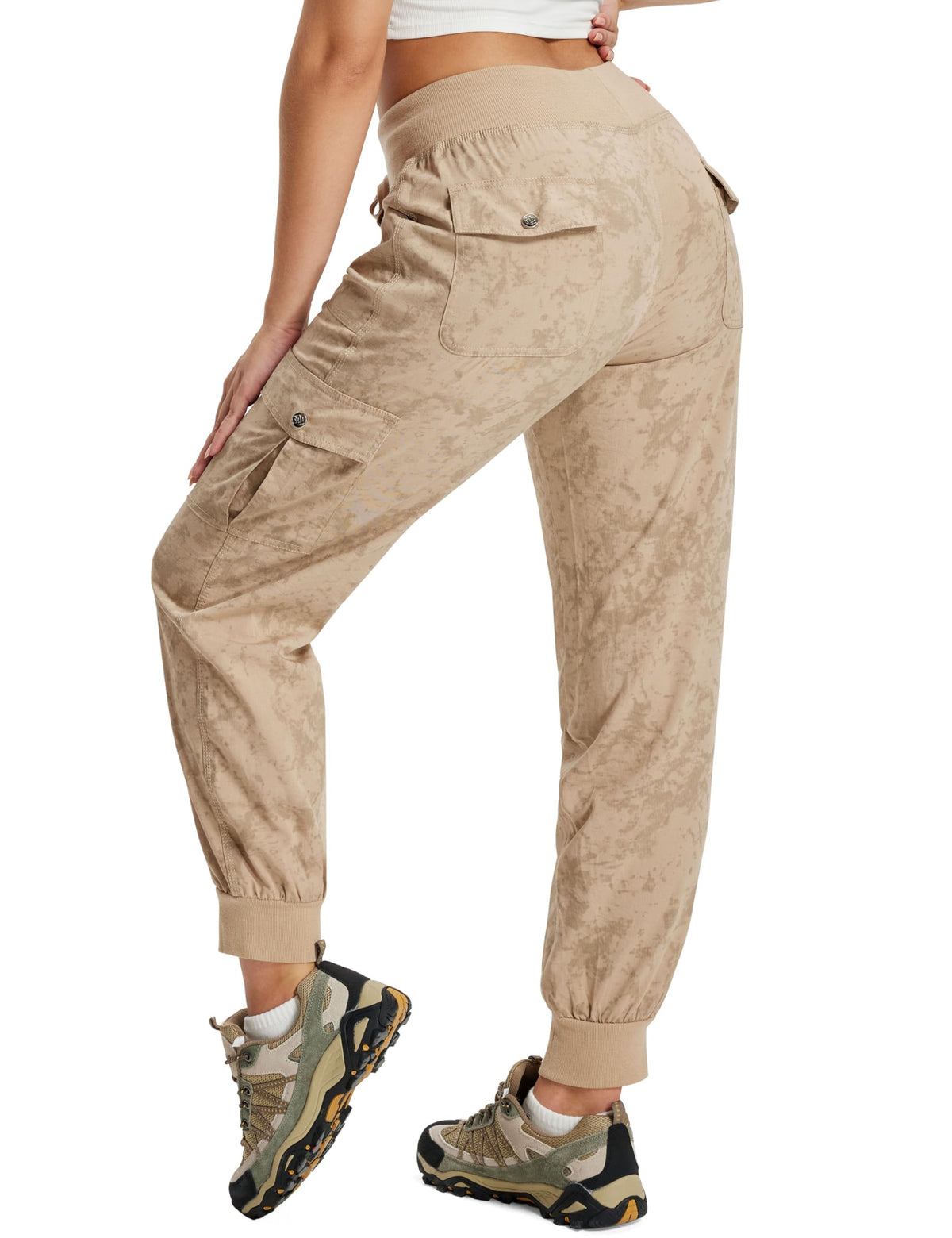 MoFiz Hiking Cargo Pants for Women with Pockets Lightweight Quick Dry Athletic Outdoor Summer Travel Casual Joggers Sweatpants Camouflage Khaki S