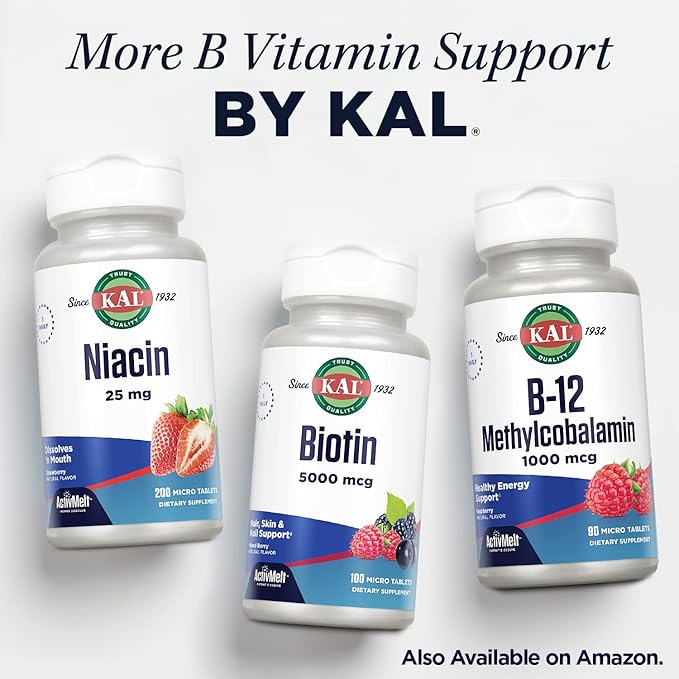 KAL Methyl Folate 1000 mcg, 5-MTHF Active Form, Folic Acid Supplement, Heart Health, Prenatal, Mood and Brain Support, Vegetarian, Natural Lemon ActivMelt, 60-Day Guarantee, 60 Serv, 60 Micro Tablets