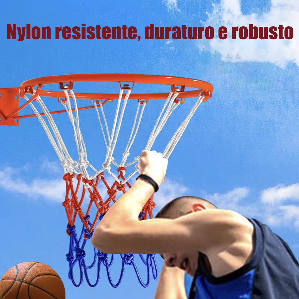 Basketball Net Replacement, Basketball Hoop Net, Basketball Net Outdoor Heavy Duty, Basketball Replacement Nets for Indoor Outdoor, All Weather Anti Whip, 12 Loops Standard Size