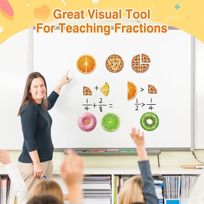 Magnetic Fraction Tiles & Circles, Bars,Math Manipulatives 2nd, 3rd, 4th, 5th Grade,Fraction Manipulatives for Kids Teachers Demonstration Teaching Homeschool Supplies Classroom Whiteboard