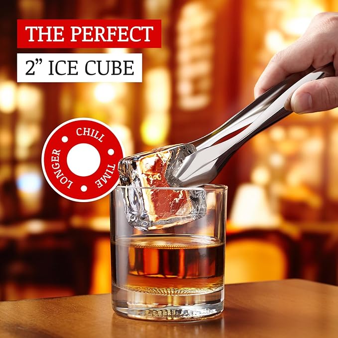 Salty Squid Clear Ice Cube Maker – 10 Large 2-Inch Cubes for Whiskey