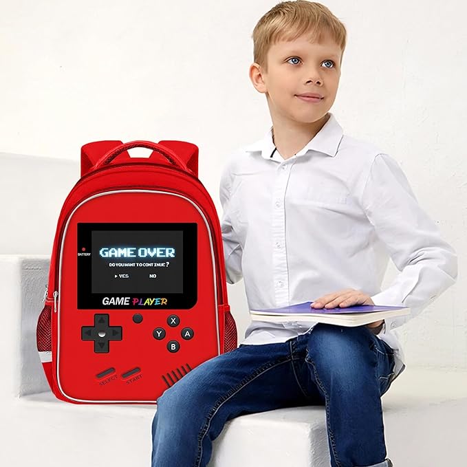 Backpack for School Boys,Gamer Boys Backpack for Elementary Middle School,Student Bookbag for Ages 6-18 Kids Children Teens,17″ Video Game Bookbag Travel Back Pack