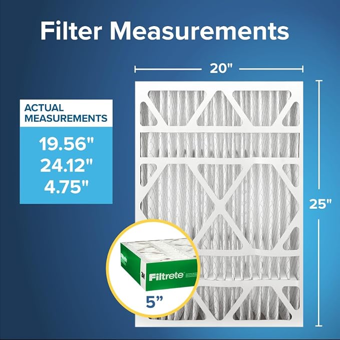 Filtrete 20x25x5 AC Furnace Air Filter, MPR 700, MERV 8, Fits Trion Air Bear &
