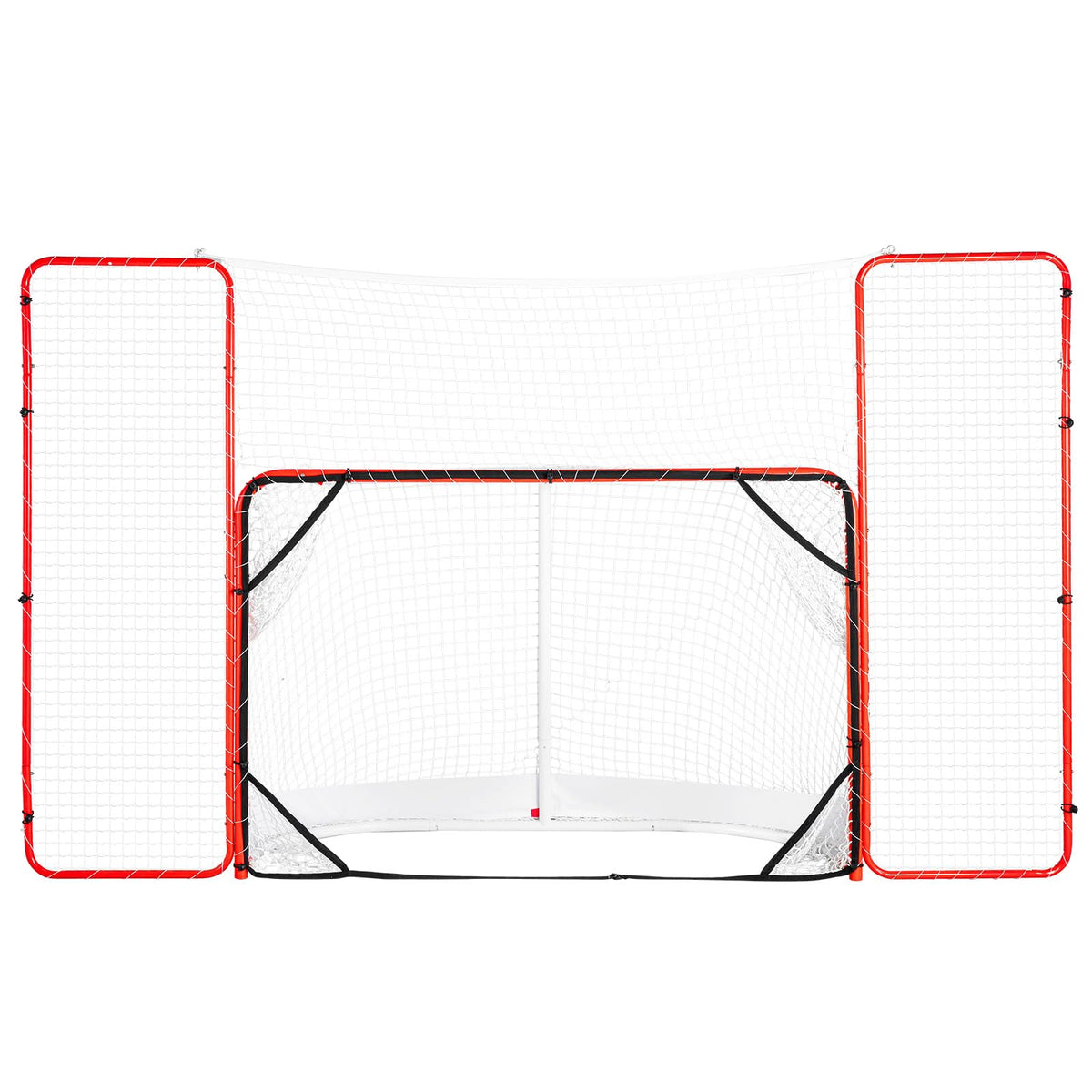 VEVOR Hockey Goal with Backstop and Targets, Street Steel Hockey Net, 72" Pro Hockey Training Goal Set, Portable Indoor Outdoor Hockey Goal with Net, Easy Assemble, White/Red