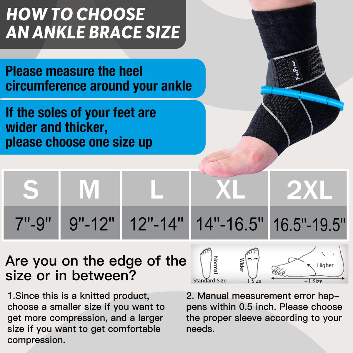 FvaPemm Copper Ankle Brace for Women Men-2 Pack Ankle Sleeve Compression Support for Sprained Ankle, Plantar Fasciitis Relief & Achilles Tendonitis Brace, Sports, Running, Black, XL