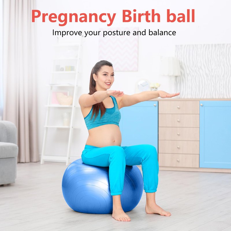PRIMASOLE Exercise Ball for Balance Stability Fitness Workout Yoga Pilates at Home Office & Gym 55cm Blue