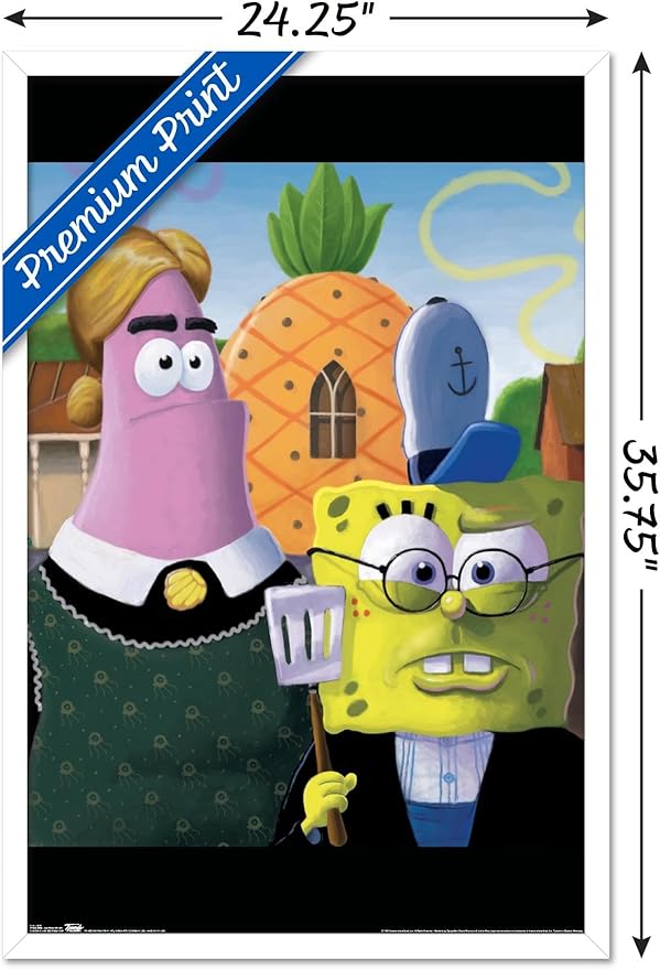 Trends International Nickelodeon Spongebob - American Gothic Wall Poster, 22.375" x 34", White Framed Version