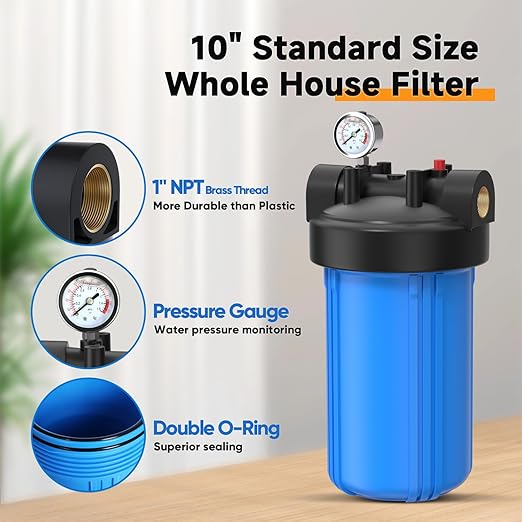 PUREPLUS Whole House Water Filter Housing, Pre-Filtration System,