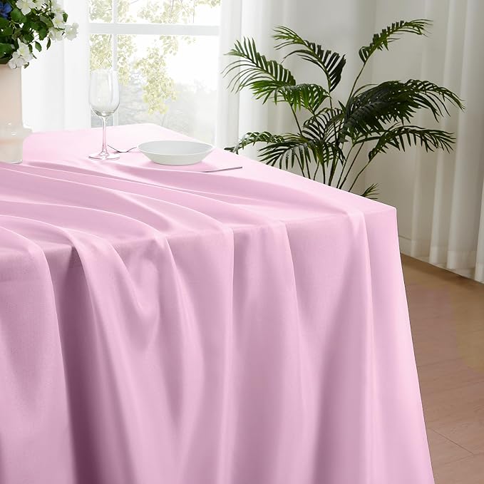 Rectangle Tablecloths 60x120 Inch 2 Pack Pink Tablecloth for 6ft Washable Decorative Linen Polyester Table Cloths for 8ft Dining Table Banquets Buffet Parties and Wedding