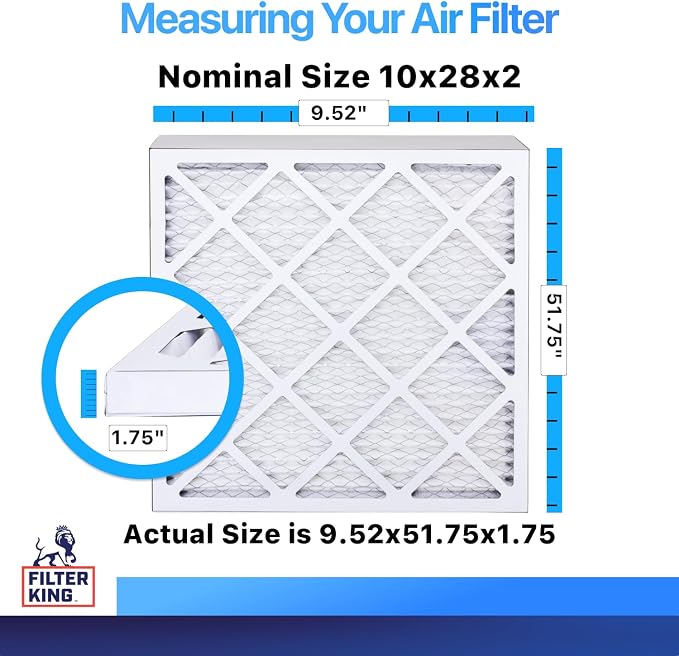 Filter King 10x28x2 Air Filter | 4-PACK | MERV 8 HVAC Pleated A/C Furnace