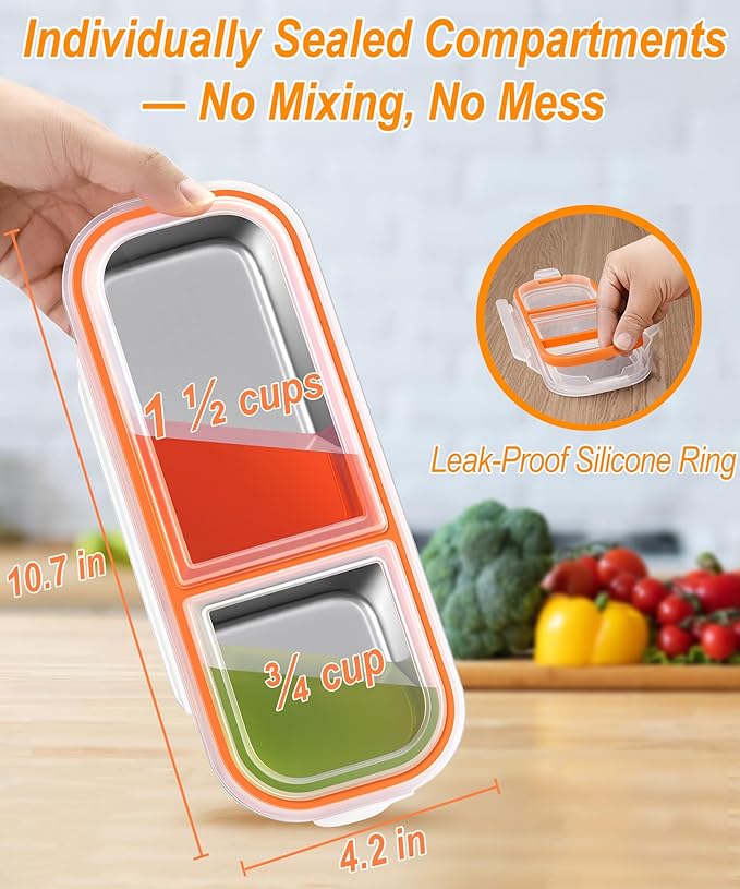 Stainless Steel Snack & Lunch Container, Kids & Adults, 21 oz, 10.7 in Long