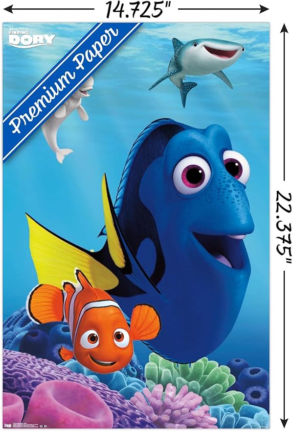 Trends International Disney Pixar Finding Dory - Dory Wall Poster, 14.725" x 22.375", Premium Unframed Version