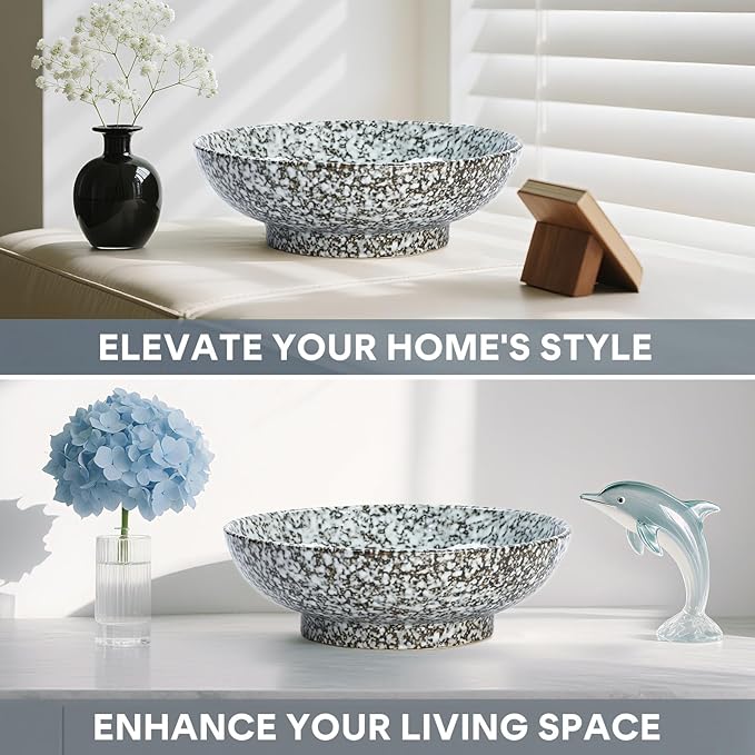 10" Decorative Bowl,Ceramic Fruit Bowl for Kitchen Counter,Coffee Table, Dining Room,Table Centerpiece Bowel,Entryway Key Holder & Jewelry Organizer (Evil Eye)