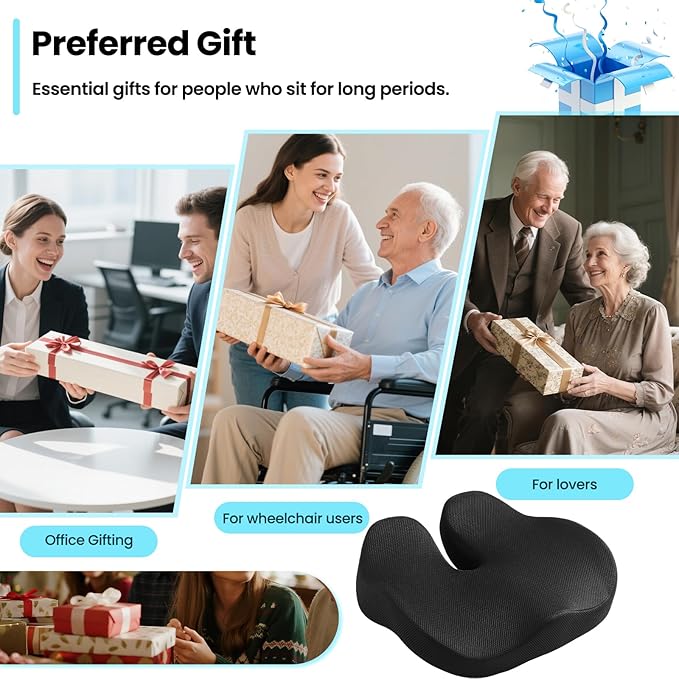 CXC Seat Cushions for Office Chairs – Recovery Memory Foam, Seat Cushion for Desk Chair, Car, Wheelchair, Hip & Tailbone Pain Relief Cushion for Lxx`ong Sitting, Non-Slip (Black Breathable mesh Cover)