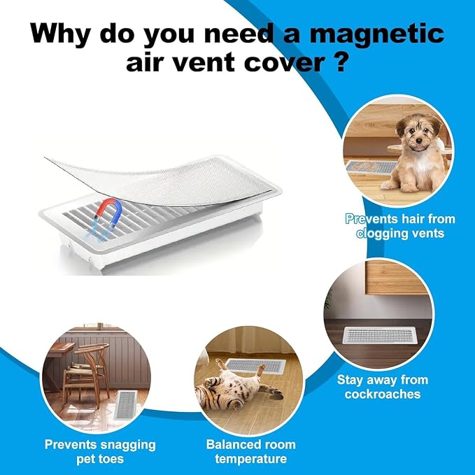 4-Pack White Strong Magnetic Vent Covers 7x13 Inch