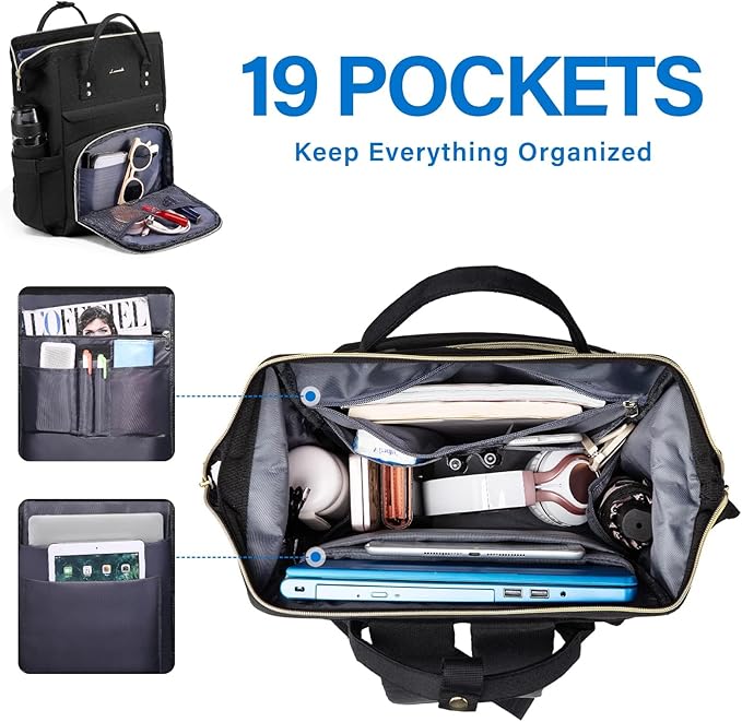 LOVEVOOK Laptop Backpack for Women with Giant Tumbler Holder Pocket, 15.6 Inch Work Daypack for Teacher Nurse, Computer College Bookbag Purse, Waterproof Travel Back Pack with USB Charging Port