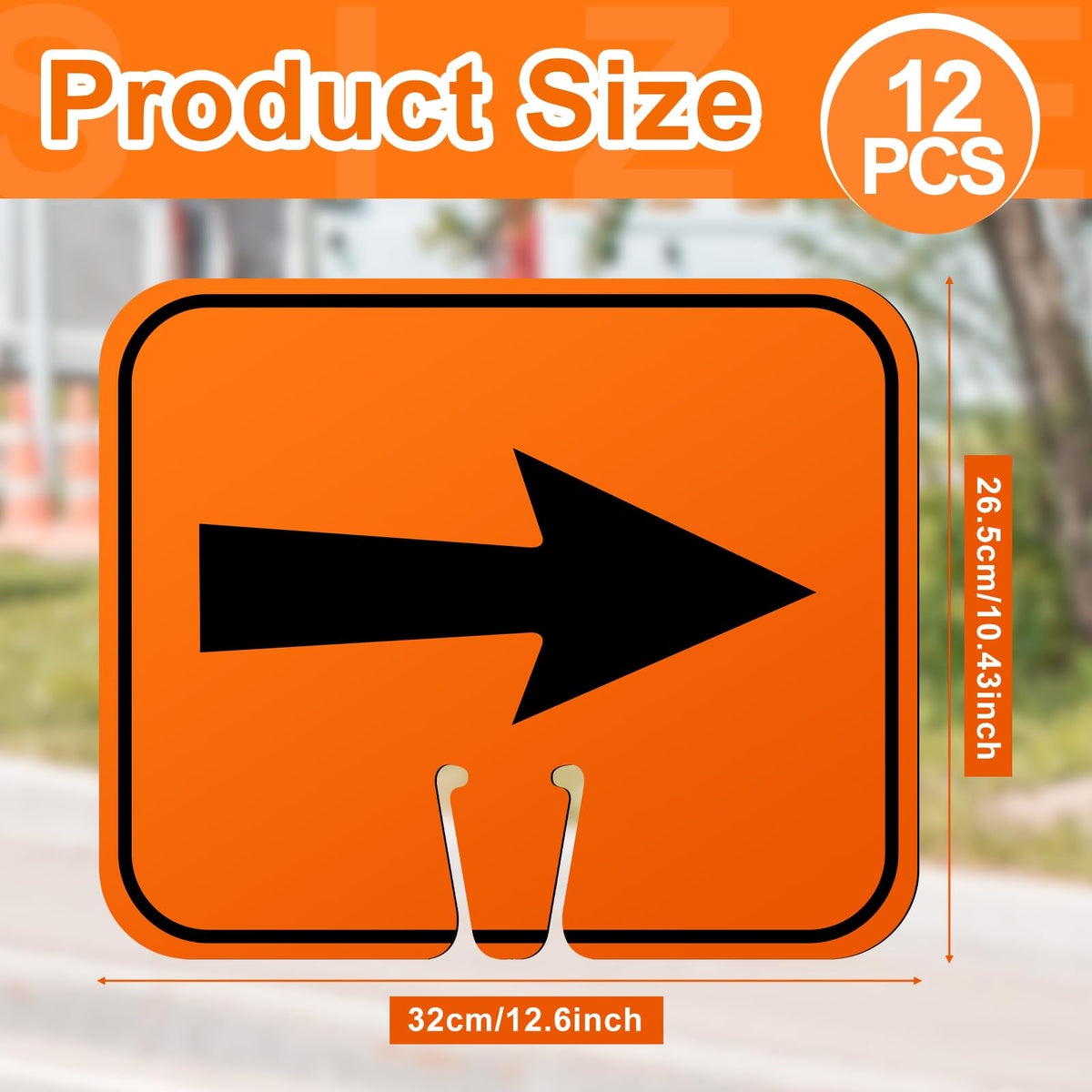 Geetery 12 Pcs Traffic Arrow Orange Detour Signs, Road Cone Top Directional Left Right Go Straight Arrows Sign for Road Barricade Outdoor Construction (Left & Right)