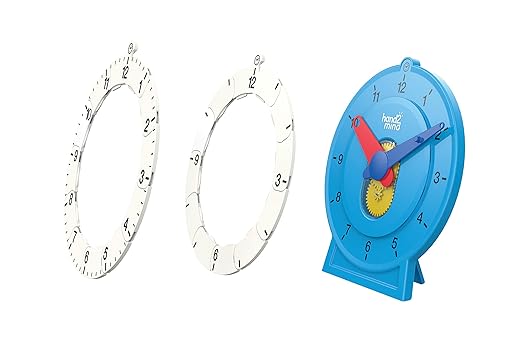 hand2mind Advanced NumberLine Clock, Telling Time Teaching Clock, Elapsed Time Clock, Analog Clock Learning for Kids, Middle School Clock Manipulatives, Teaching Time Classroom Clock (Set of 25)