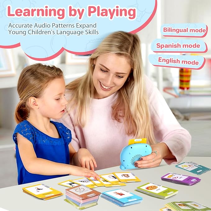 Spanish & English Talking Flash Cards for Toddler, 510 Sight Words Learning Toys, ABC & Numbers Educational Montessori Toys, Speech Therapy Toys, Children's Sensory Preschool Learning Birthday Gifts
