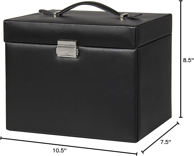 Best Choice Products Leather Box Organizer Storage With Mini Travel Case - Black