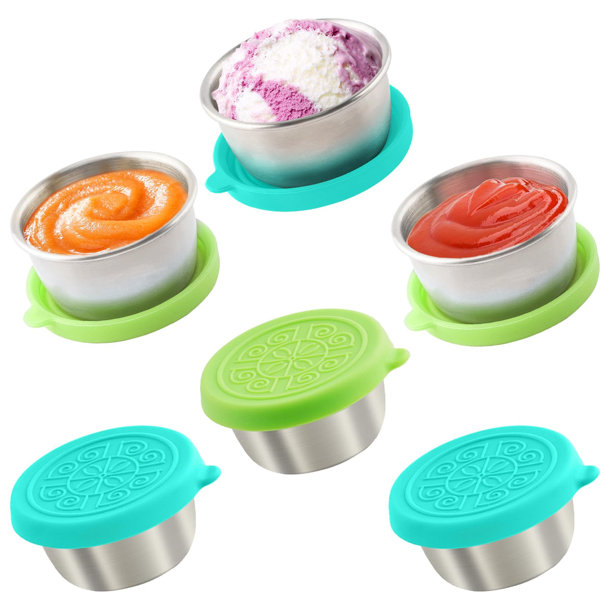 6x1.6 Oz Salad Dressing Containers With Lids, Small Leakproof Reusable Stainless Steel Salad Dressing Container To Go For Lunch Boxes,Sauce containers, Picnics,Travel Meal Prep And Kitchen Storage.