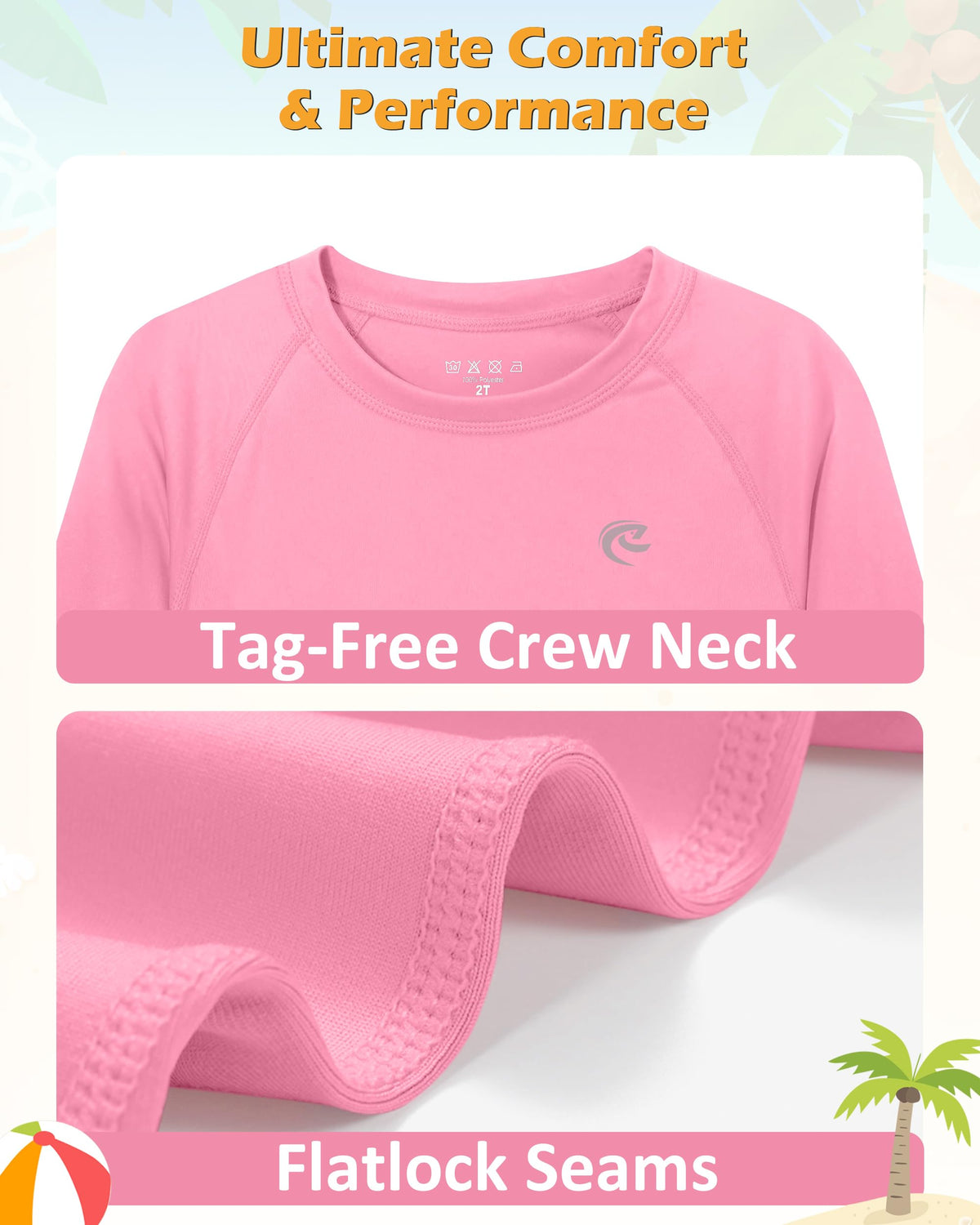 Boys UPF 50+ Swim Shirt Long Sleeve, 1 or 2 Pack UV Sun Protection Rash Guard, Youth Kids SPF Water Shirts for Beach Surf