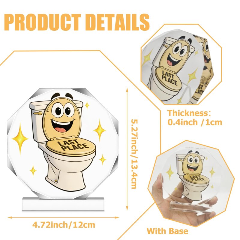 DOUOAUO Toilet Trophy - Acrylic Championship Trophy Award, 4.72x5.27 Inch - Perfect for Sports Tournaments, Academic Competitions, School Awards, Party Prizes for Adults
