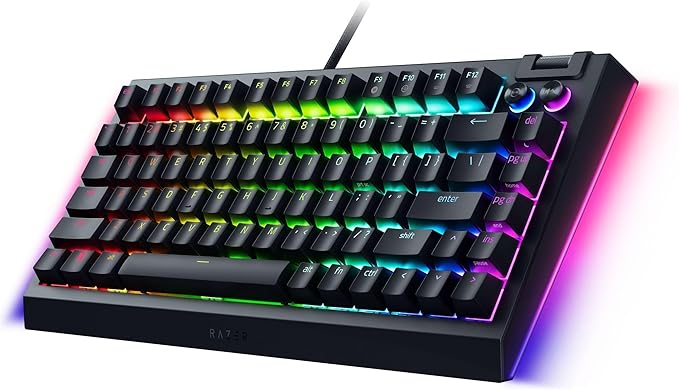 Razer BlackWidow V4 75% Mechanical Gaming Keyboard: Hot-Swappable Design - Compact & Durable - Orange Tactile Switches - Chroma RGB - MF Roller & Media Keys - Comfortable Wrist Rest - Black