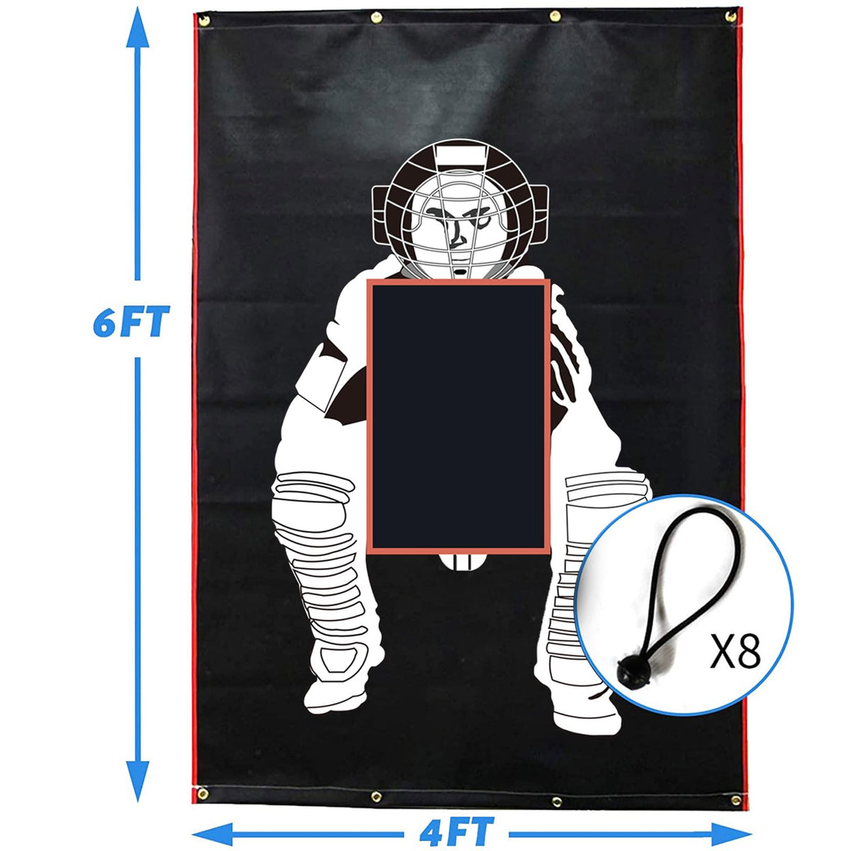 Supvision Batting Cage Backstop with Strike Zone Heavy Duty PVC Coated Oxford Fabric Vinyl Baseball Backstop with Catcher Softball Pitcher Training Equipment Aid (4 x 6 Ft-600D)