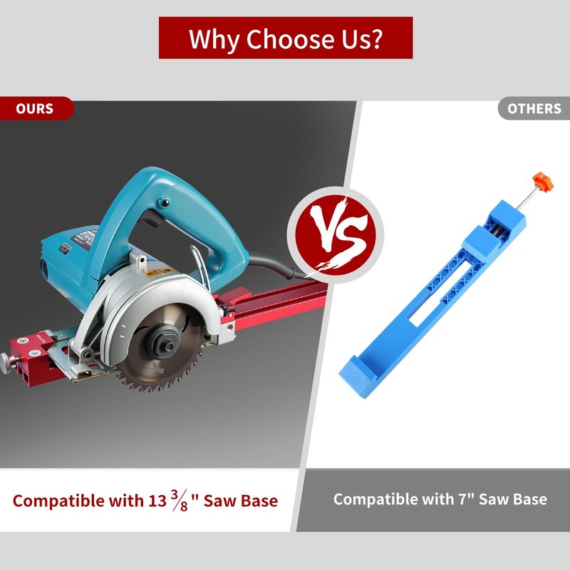 RUITOOL Adjustable Cutting Machine Base Guide for 13³⁄₈" (340mm) Saw Base, Aluminum Alloy Circular Saw Guide Rail for Precise, Straight, and Safer Cuts Ideal for Woodworking & DIY Projects