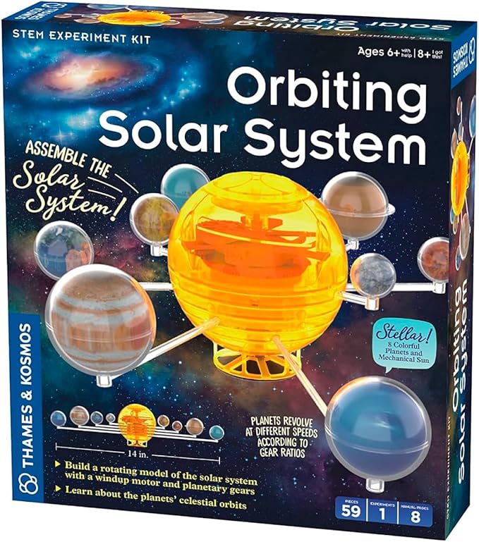 Thames & Kosmos Orbiting Solar System STEM Kit | Build a Rotating Solar System Model | Planets Revolve Using a Windup Motor | Explore Gear Ratios | Science Fairs | Difficulty Level: Intermediate Small