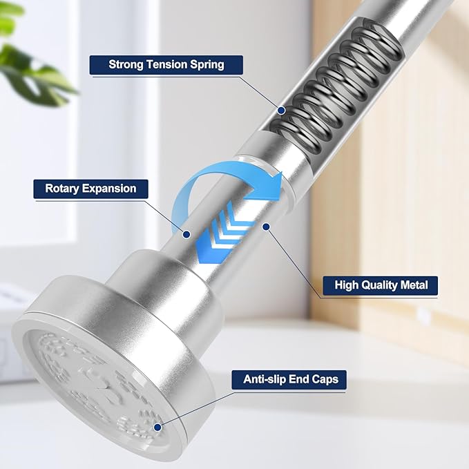 No Drilling Closet Rod, 27.5-51 Inches Hanging Closet Rod for Clothes, Closet Bar & Pole Heavy-duty, Closet Rods for Hanging Clothes For Closet Wardrobes Bathroom Laundry RV Curtains,Nickel