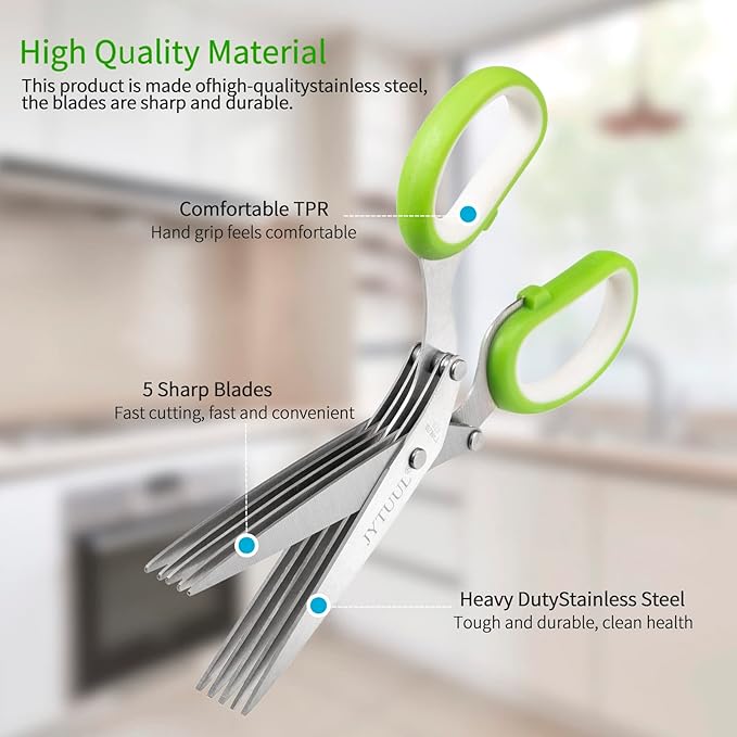 JYTUUL 5 Blades Herb Scissors, Stainless Steel Multipurpose Kitchen Shears