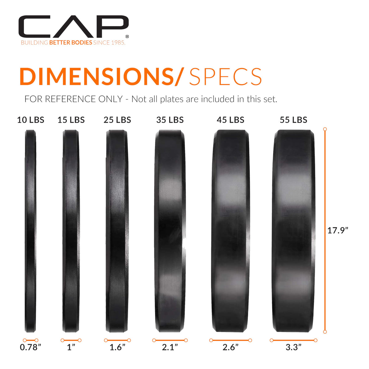 CAP 100 lb Economy Speckled Olympic Bumper Plate Set with Storage Rack, 2-Inch Olympic Plates, Medium Bounce Rubber Weight Plates with Steel Hub, 6 Weight Posts & 4 Barbell Holders for Weightlifting, Strength Training & Home Gym Workouts