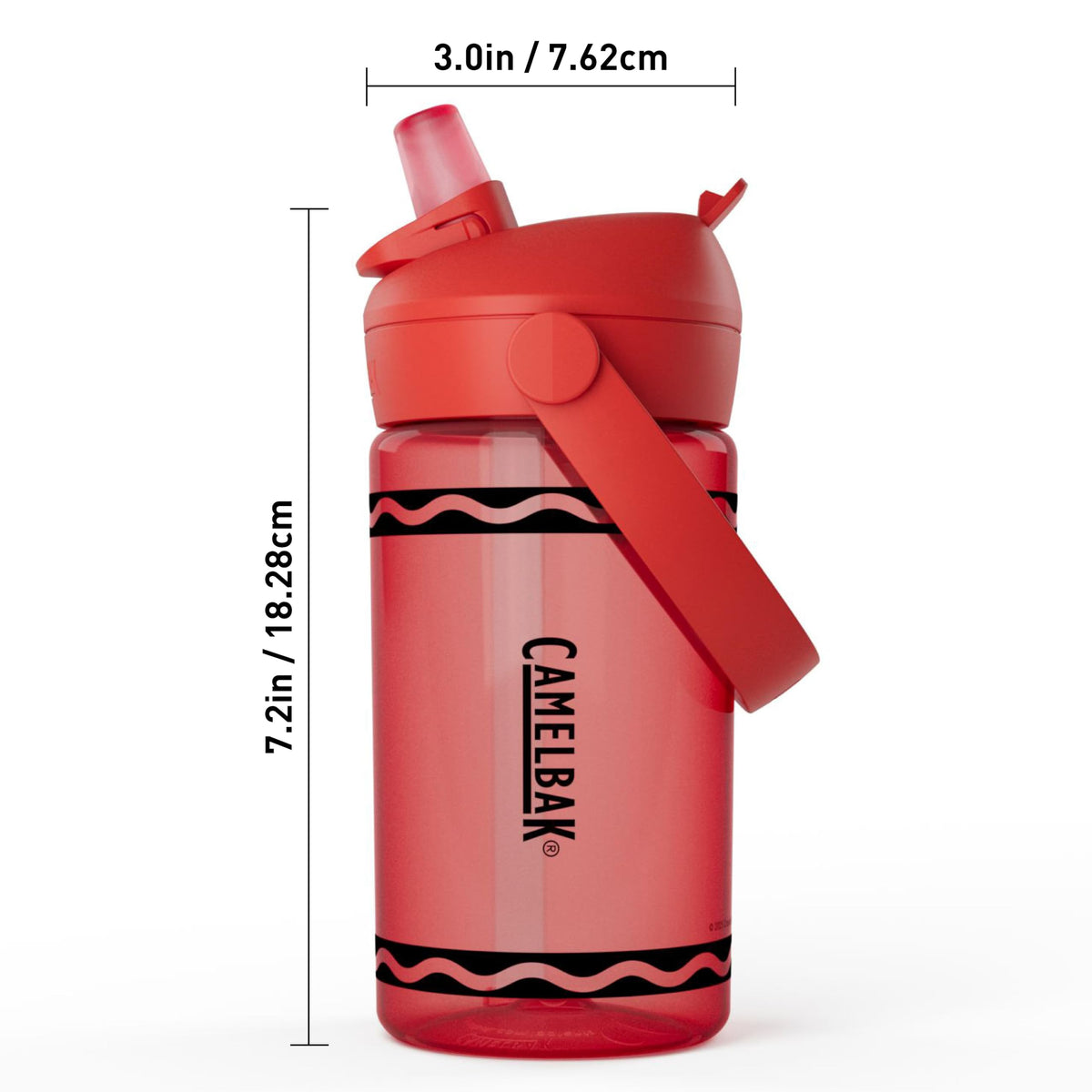 CamelBak Crayola Flip Straw Kids Water Bottle with Bite Valve, Tritan Renew Design for School and Everyday Use, 14oz, Cherry Red