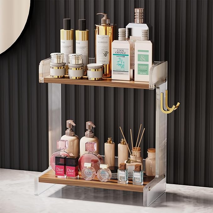 Makeup Organizer Countertop Large, Vanity Cosmetics Display Cases, Clear Skincare Bathroom Counter Organizer