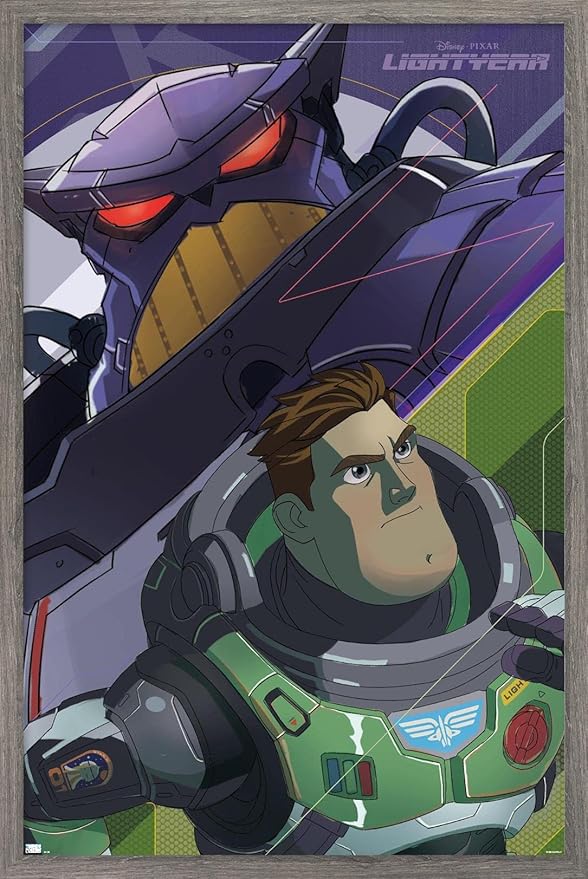 Trends International Disney Pixar Lightyear - Buzz and Zurg Wall Poster, 14.725" x 22.375", Barnwood Framed Version
