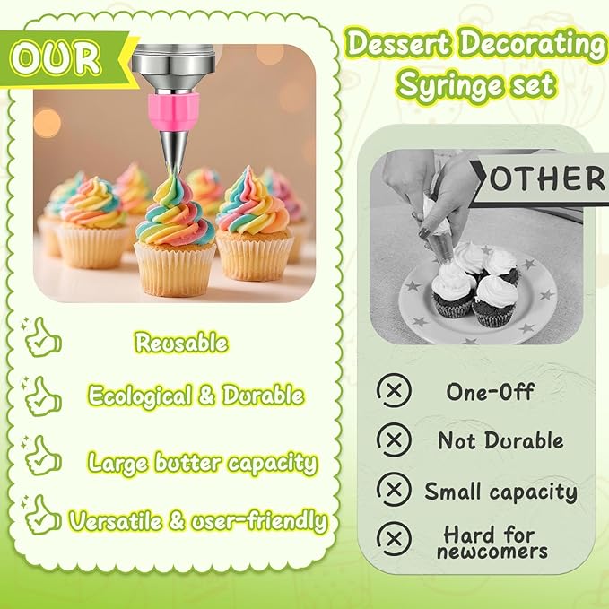 NOVANO Dessert Decorating Syringe Set, Frosting Piping Kit
