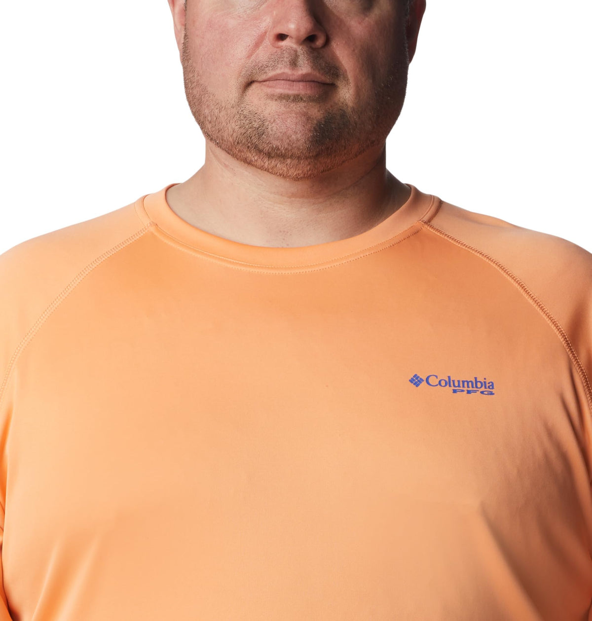 Columbia Men's PFG Terminal Tackle Long Sleeve Fishing Shirt, Bright Nectar/Vivid Blue Logo, Small
