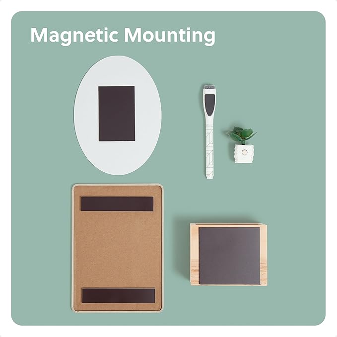 U Brands Magnetic Locker Garden Accessory and Decorating Kit, Back to School Essentials, Boho/Sage, 5 Piece, Mirror, Cup, and More