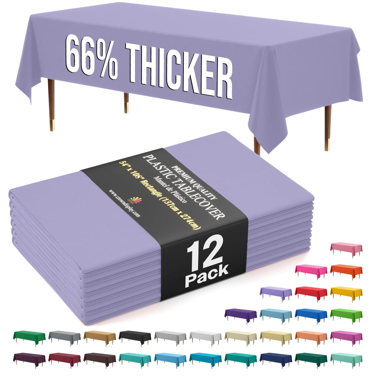 Exquisite Party Solids 66% Thicker Premium Plastic Table Cloth Rectangle Table Cover 0.5 Mil 12 Pack Red Table Cloth 54 Inch x 108 Inch Disposable Tablecloth Won't Tear Easily Like Cheap Thin Brands