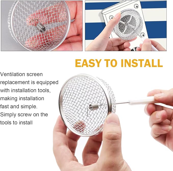 Shakas 2 PCS RV Furnace Vent Screen, Stainless Steel Stove Flying Insect