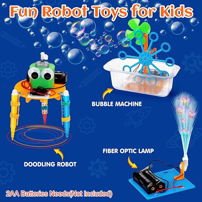 STEM Robotics Kit 6 Set Science Experiments Project Activities Toys for Kids 4-8 8-12 Engineering Building Electronic Motor Robot Kid Craft Boy Girl 5 6 7 8 9 10 12 Year Old Outdoor Toy
