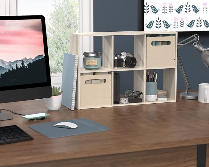 ClosetMaid 5430 Mini 6-Cube Desktop or Wall Mount Organizer, Bleached Walnut