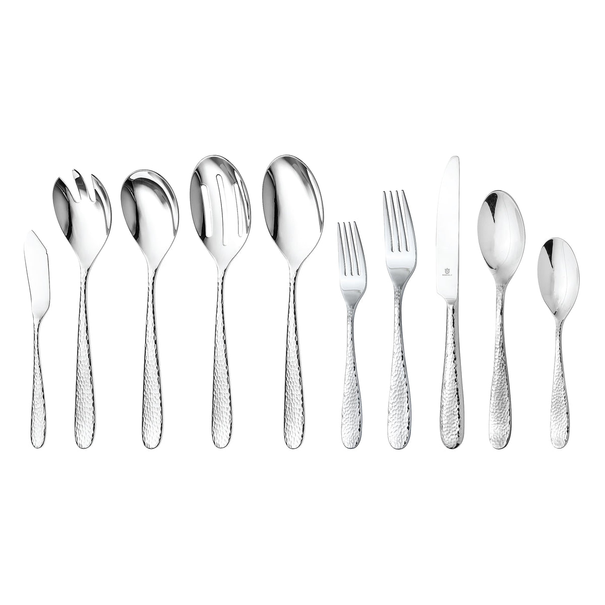 DANIALLI Engraved Silverware Set for 8 | 18/10 Stainless Steel Flatware with Mirror Finish and Engraved Handles | Heavy-Duty, Dishwasher Safe, Built to Last (40-Piece, Mezzano Engraved)